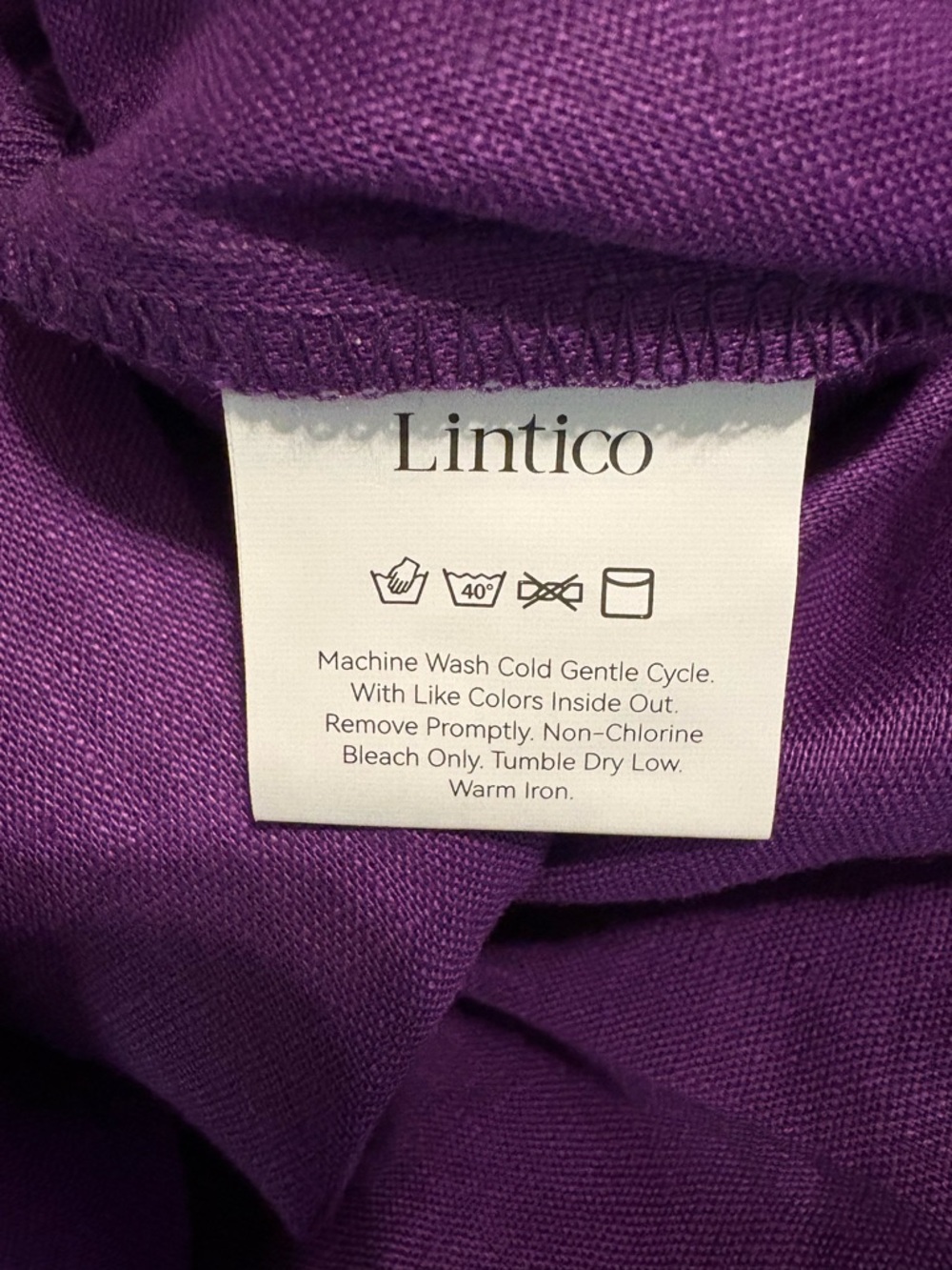 Lintico Sofia 100% linen purple midi length 3/4 sleeve dress - Picture 7 of 16